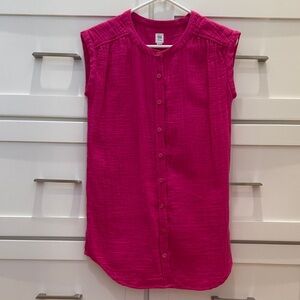 GAP Kids Sleeveless Button-Front Tunic in Fuchsia